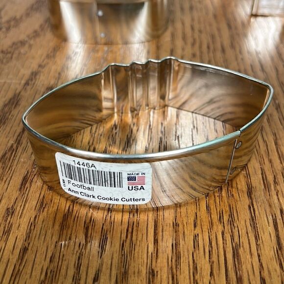 Ann Clark 5 Cookie Cutters -football mason jar fleur de lis martini mustache euc - Picture 2 of 6